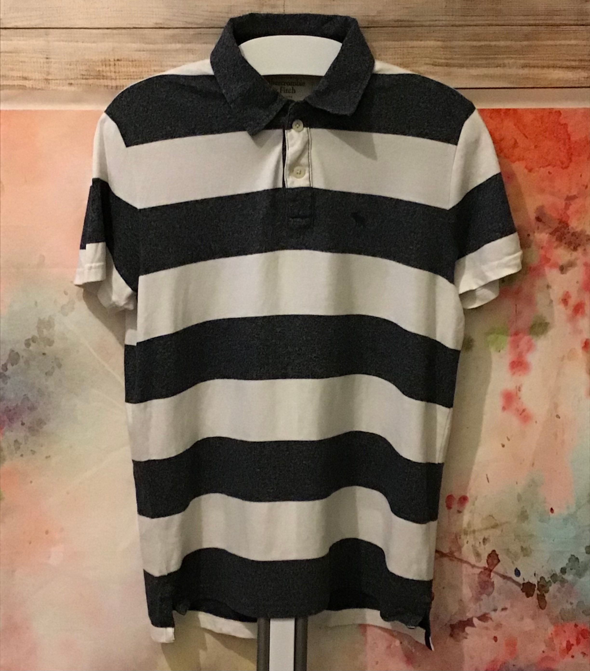 Block stripe Y2K muscle casual polo shirt By Abercrombie and | Etsy