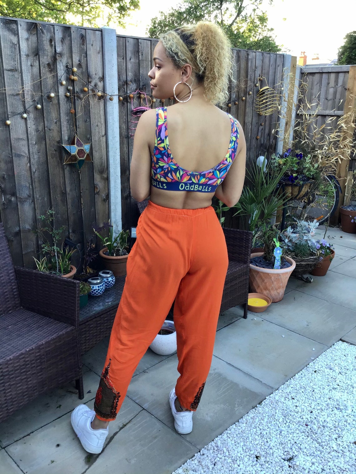Orange bright floral embroidered handmade ethnic pants Can be | Etsy