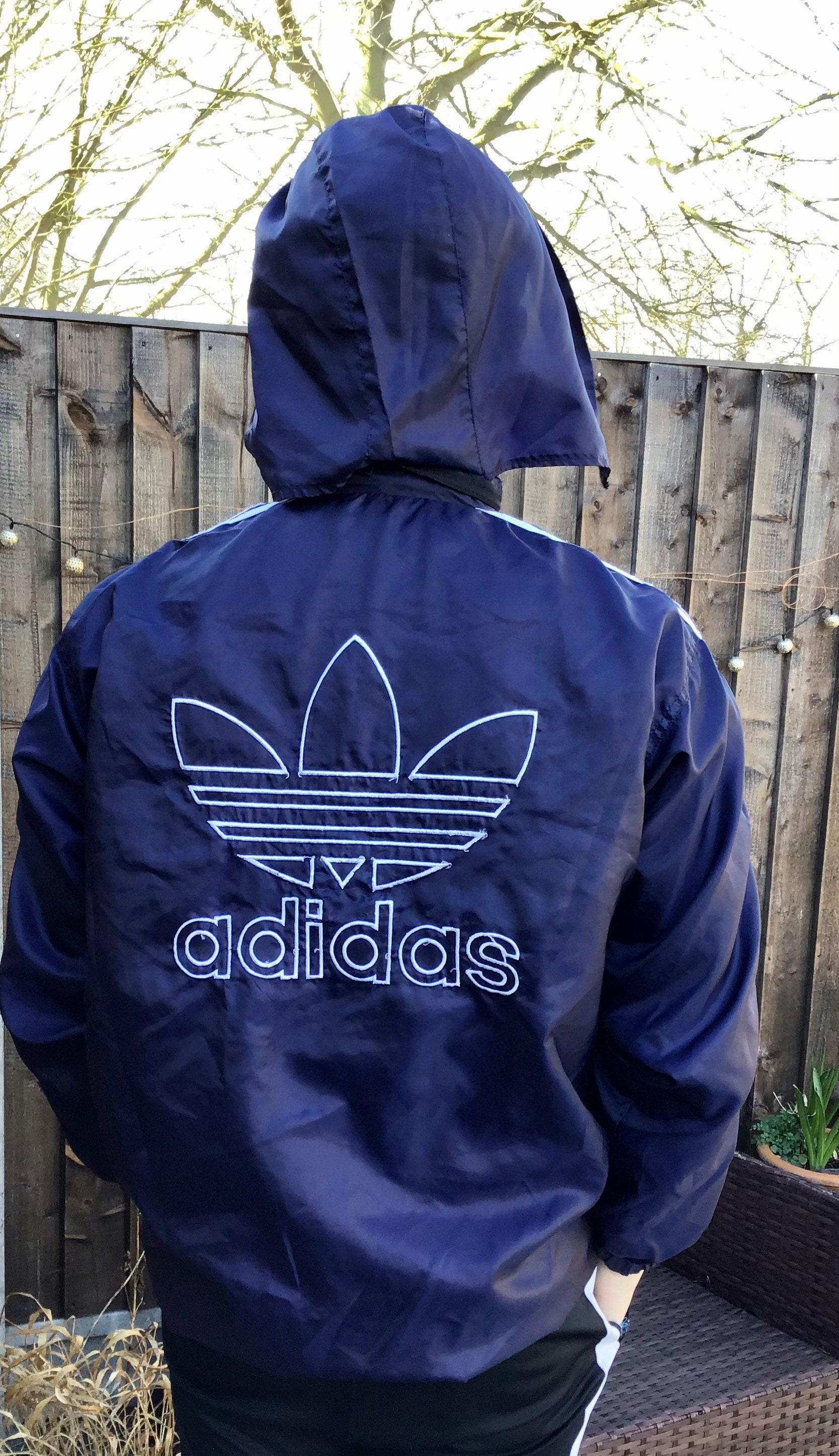 Navy Lined Large Back Embroidered Detail Adidas Jacket This is an Amazing Item With Grey Jersey Lined Inside With Wallet or Phone Pocket Etsy