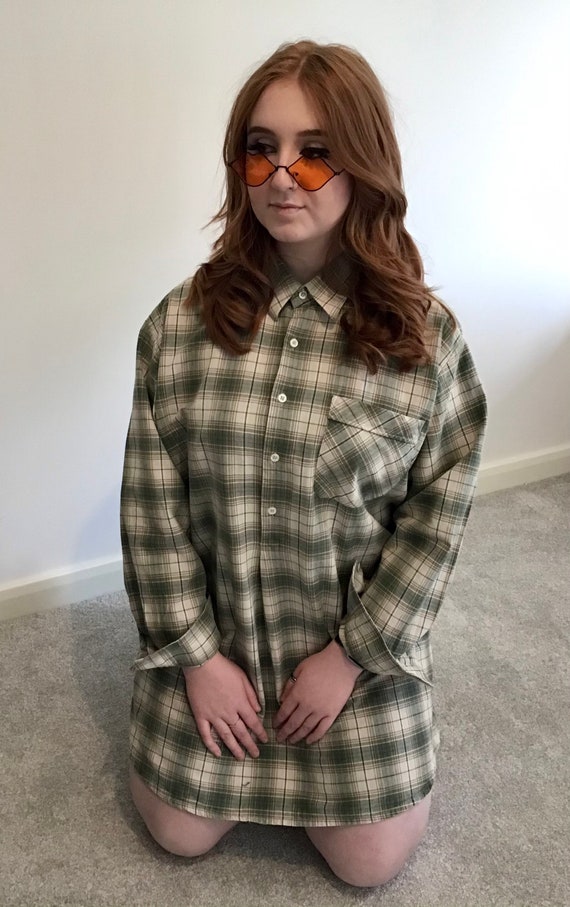 Soft cosy brushed cotton plaid shirt or dress with
