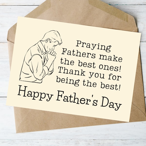 Praying Father's Day Card, Transparent PNG Card, Digital Instant Download, 5x7 4x6