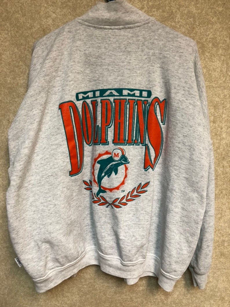 Vintage Miami Dolphins Zip Up Sweatshirt Jacket Size XL Bike Athletic