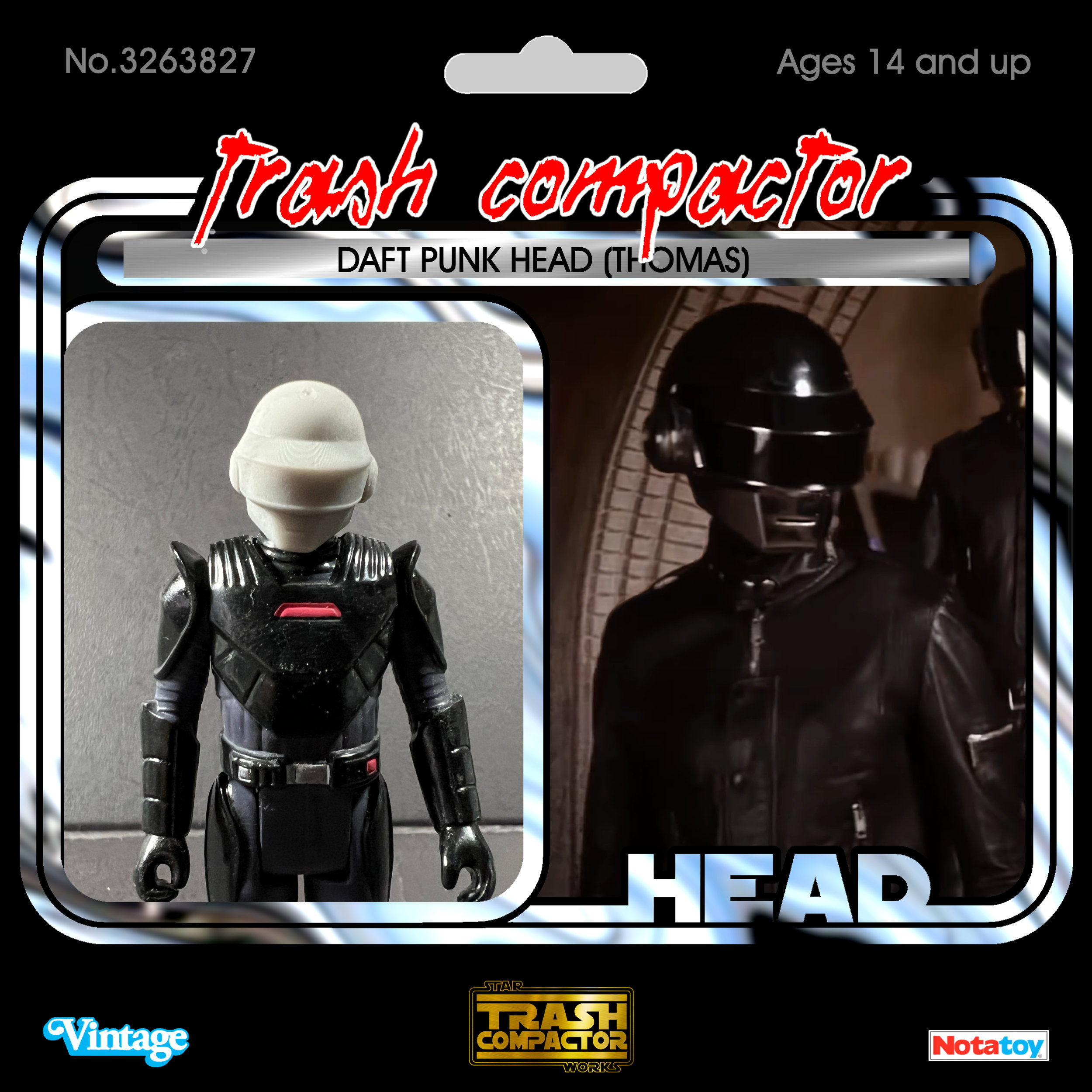 Daft Punk Head - 3D Printed- Vintage-style Star Wars Custom (3.75