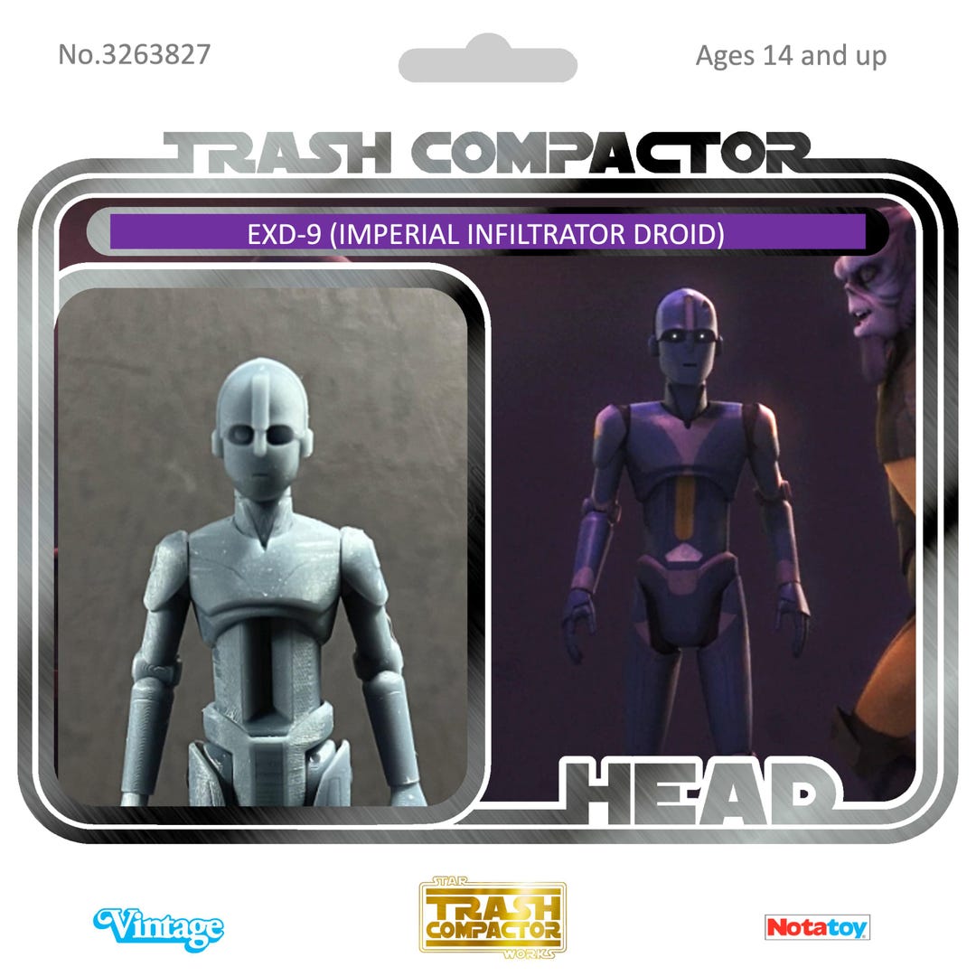 EXD-9 Head (imperial Infiltrator Droid) - 3D Printed Model Kit- Vintage ...