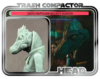 Daiyu Reptilian Bounty Hunter Head - 3D Printed Model Kit (From Obi-Wan Kenobi)- Vintage-style Star Wars custom