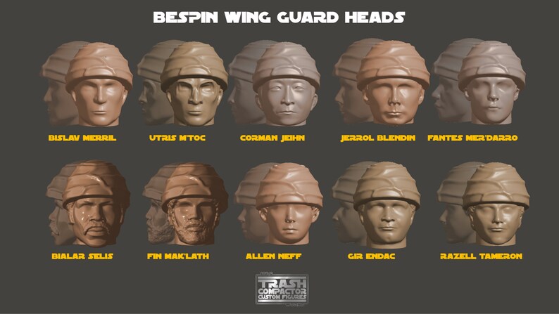 RAZELL TAMERON Bespin Wing Guard Head 3D Printed Vintage-style Star Wars custom 3.75 Scale image 9