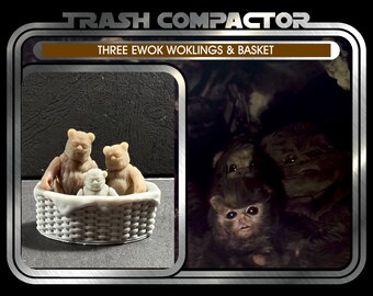 3D Printed Ewok Woklings with Basket: Star Wars Model Kit