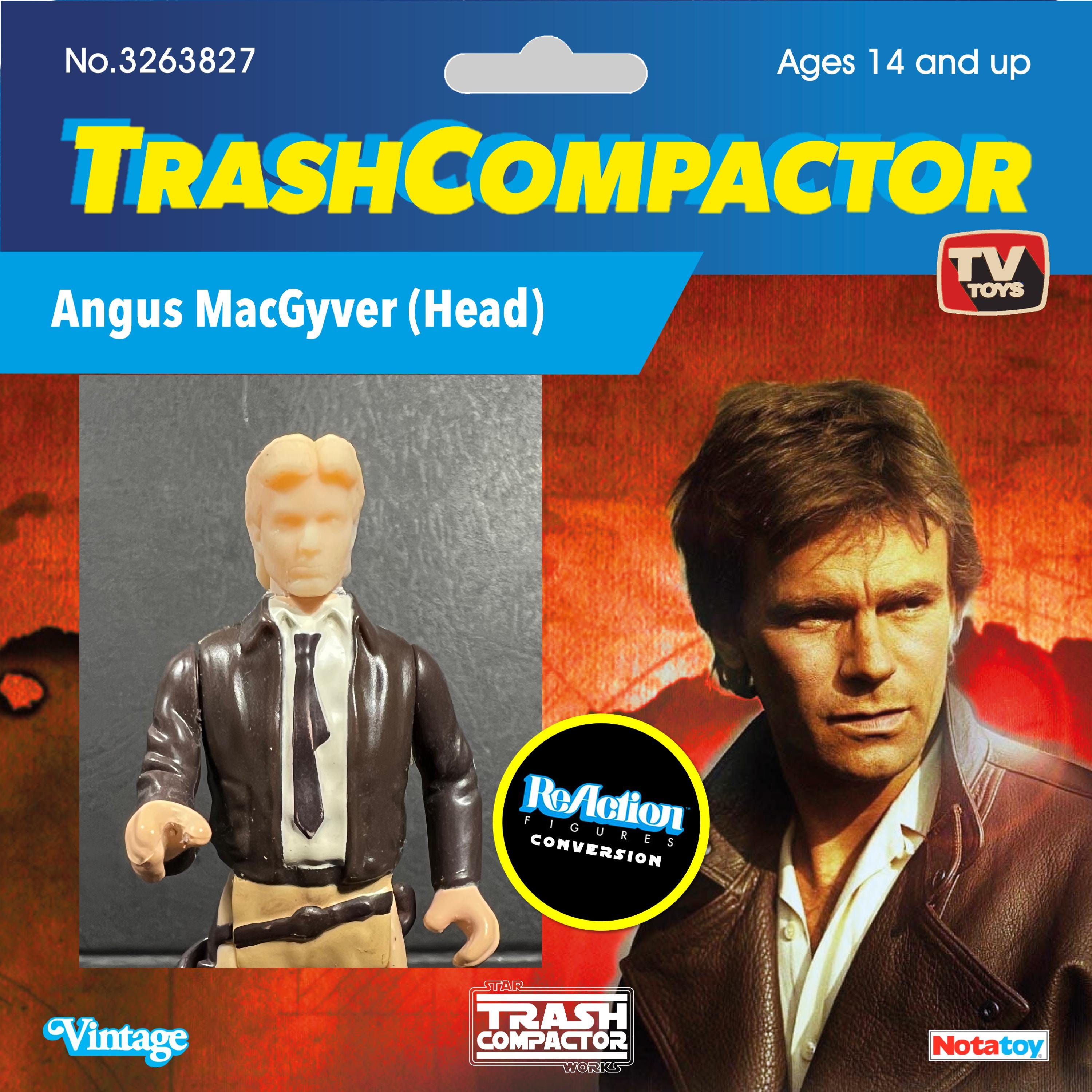 Angus MacGyver Head - (Reaction figure fit) - 3D Printed- Vintage-style Star Wars custom (3.75 Scale)