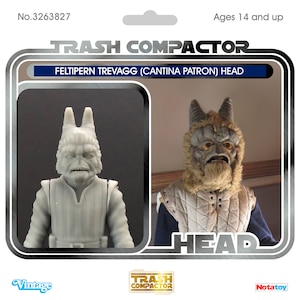 Tête de Feltipern Trevagg (mécène de la Cantina) - impression 3D - style vintage Star Wars personnalisé (échelle 3,75)