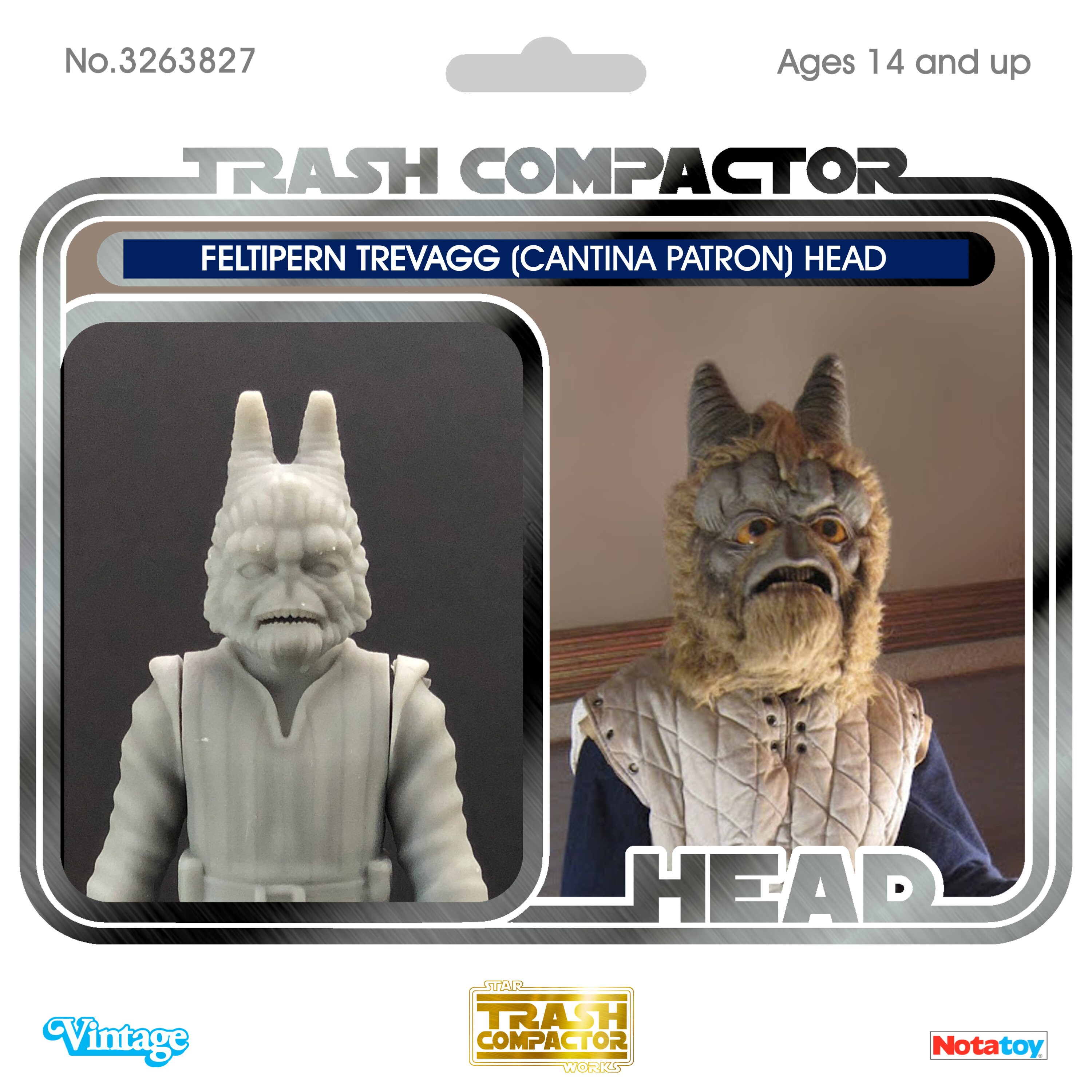 Feltipern Trevagg Head (cantina Patron) - 3D Printed- Vintage