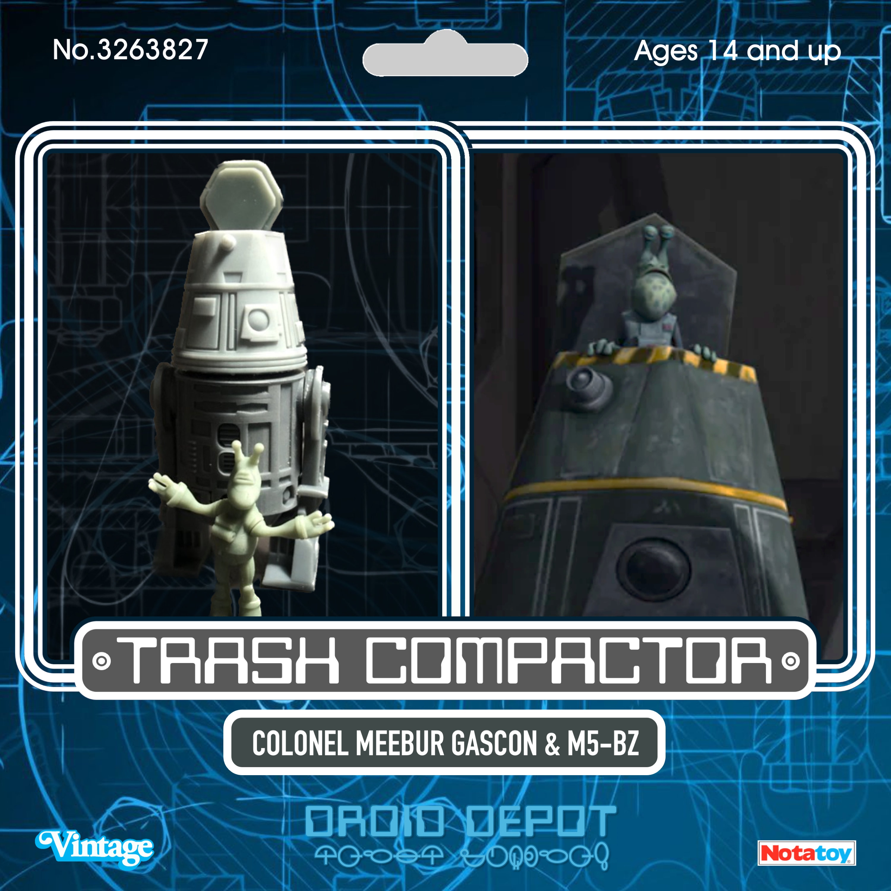 Colonel Meebur Gascon and M5-BZ - (3D Printed Model Kit)- Vintage-style Star Wars custom