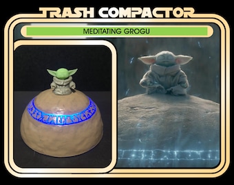 Figura de Grogu meditando - Kit de modelo impreso en 3D - Personalizado de Star Wars de estilo vintage
