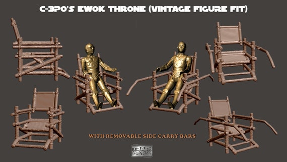 Ewok Golden One Throne - 3D Printed Model Kit- Vintage-style Star