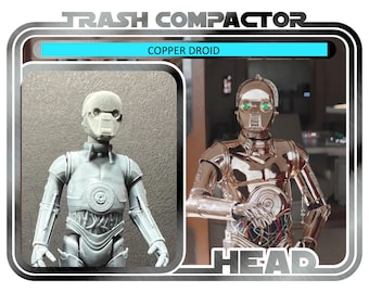 Copper Droid Head - 3D Printed Model Kit- Vintage-style Star Wars custom