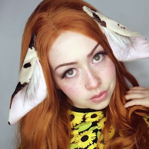 Brown Off White Cream Speckled Cow Print - Goat / Sheep / Doe / Deer / Faun / Satyr / Cow / Lamb . Woodland Animal Ears