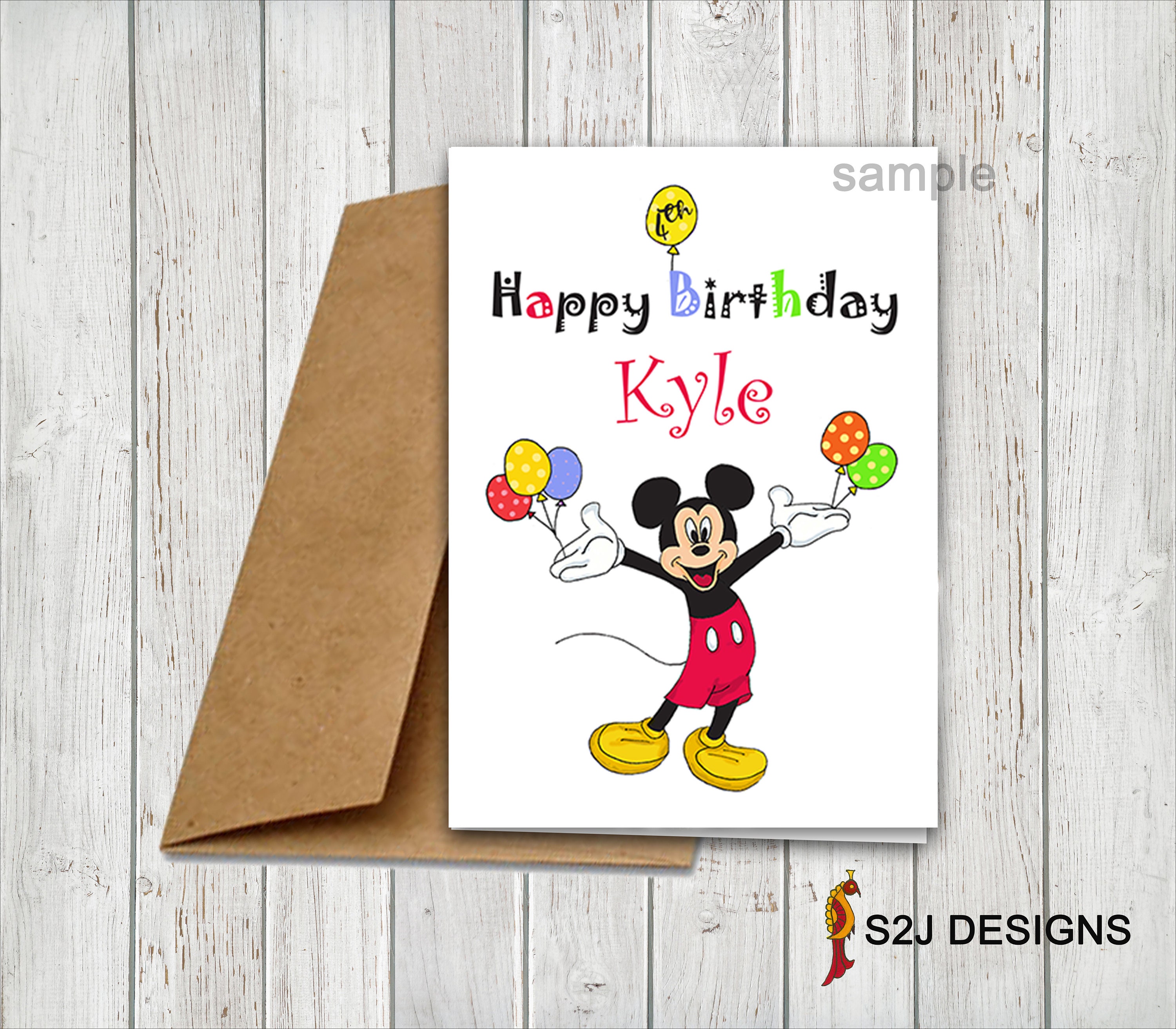 Personalized Children's/kids Birthday Card Mickey Mouse - Etsy