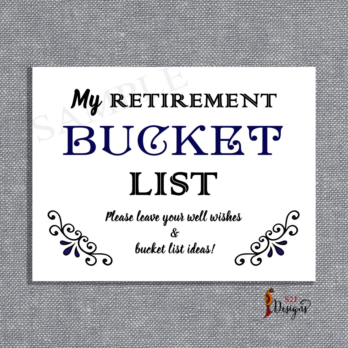 Retirement Bucket List Sign and Card Retirement Bucket List Etsy