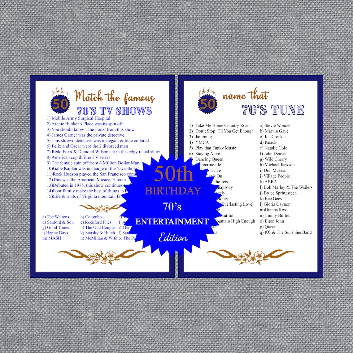 50th Birthday Party Games Birthday Games Fun Party Games - Etsy