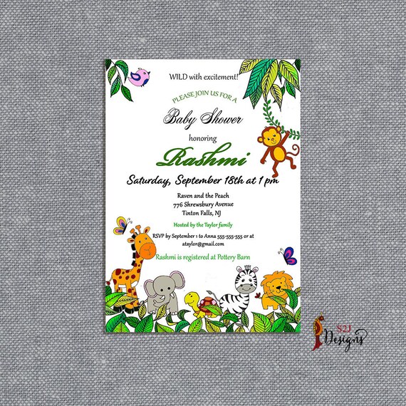 Jungle Safari Printable Baby Shower Invite Jungle Safari Etsy