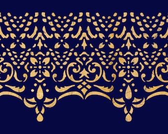Border Stencil Lace Pattern Painting Wall Furniture Floor Card making Wood Reusable Flexible Crafts Decorating Mylar190 LA48