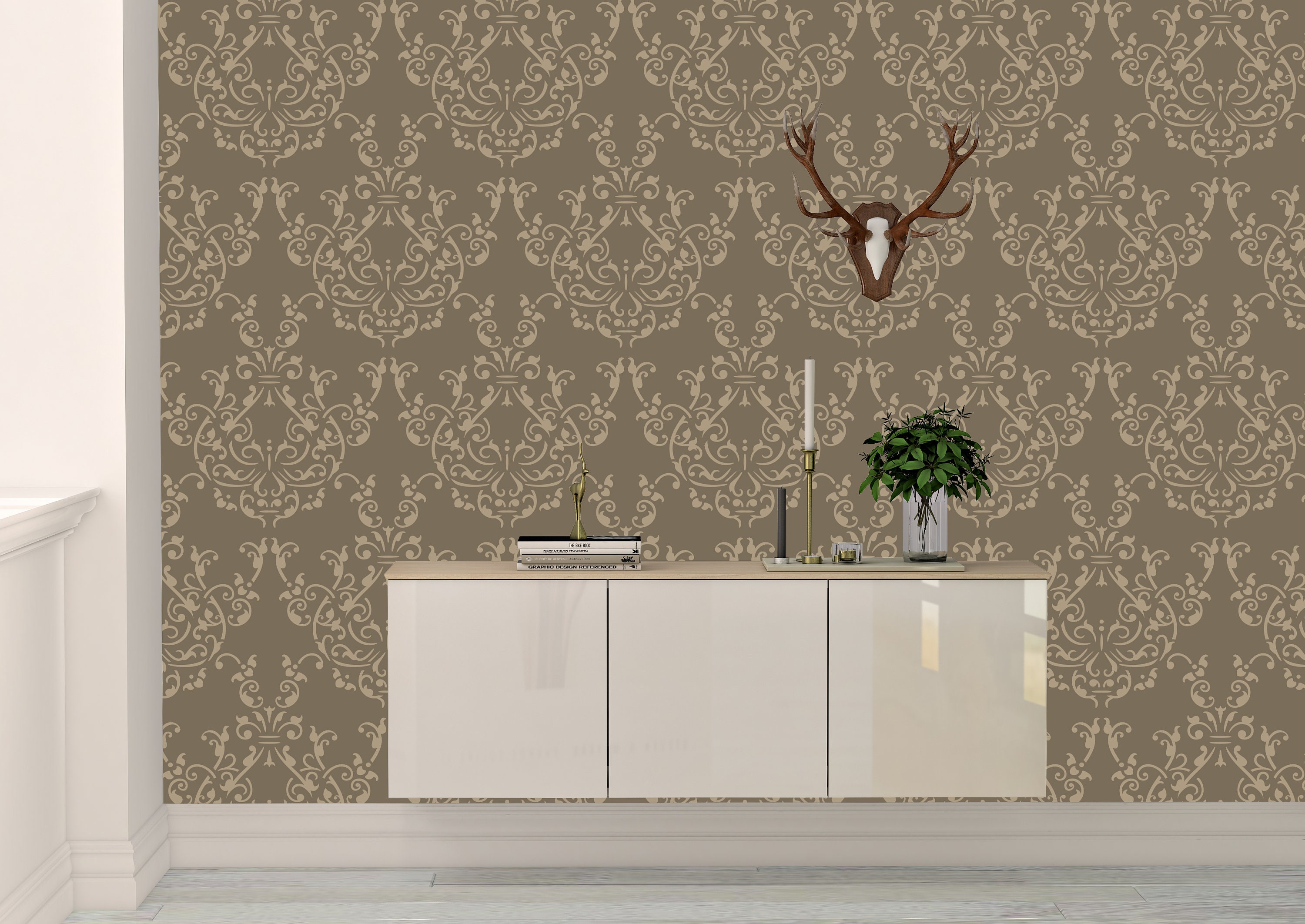 Stencil Damask French Flourish Allover Pattern Painting Furniture Wall ...