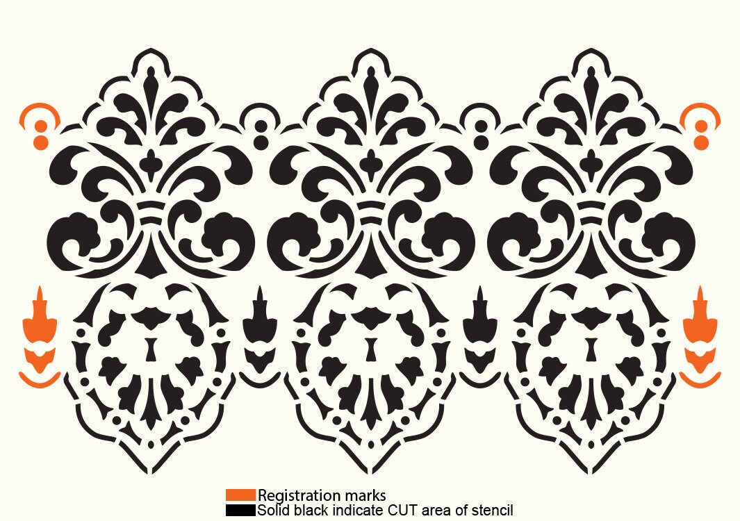 Border Stencil Lace Pattern Painting Wall Furniture Floor Card Etsy