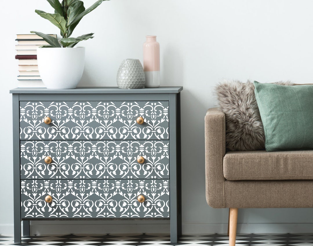 Stencil Damask French Herts Allover Pattern Painting Furniture Wall ...