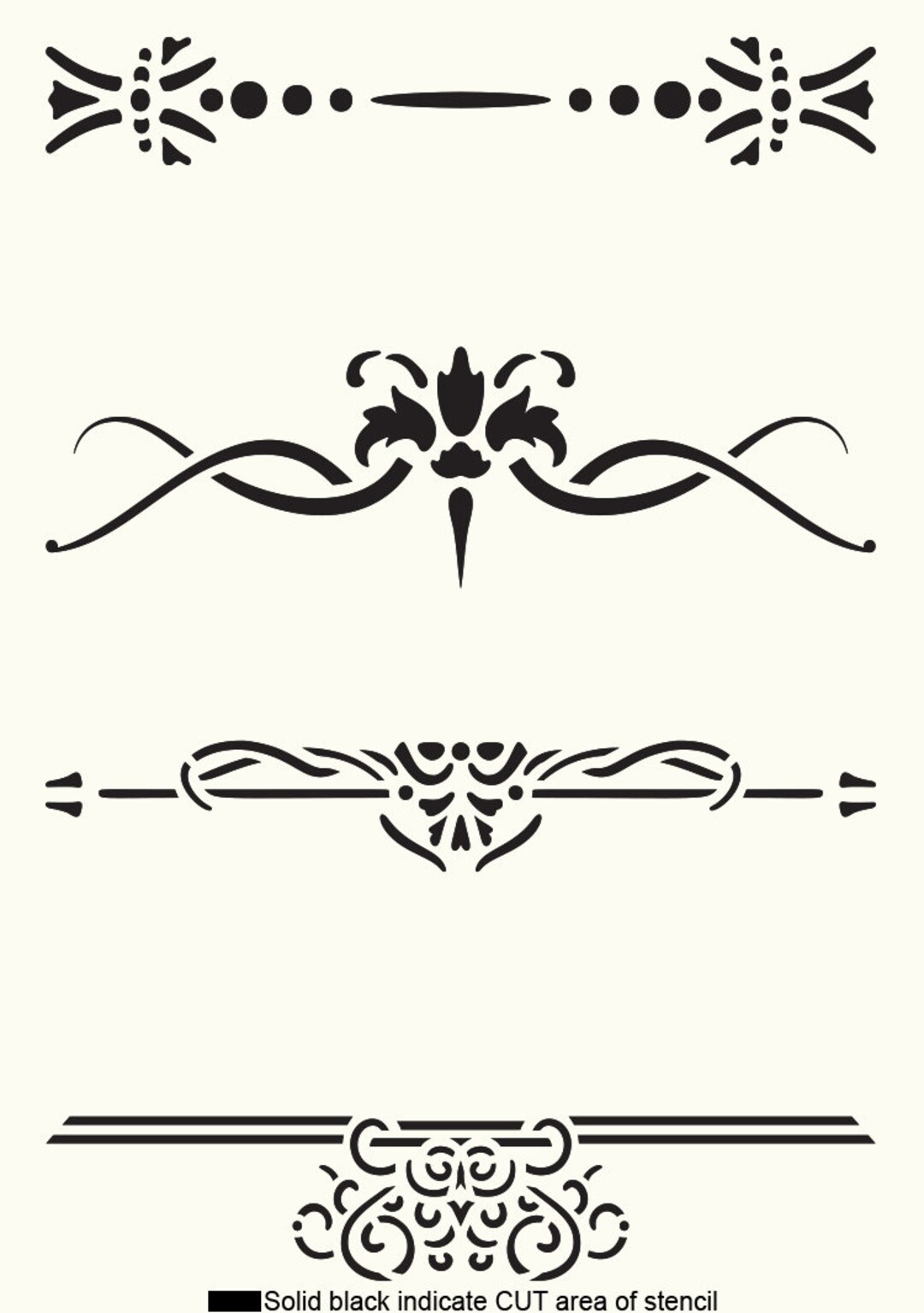 Header Border Stencil Painting Wall Furniture Stairs Floor Card Making ...