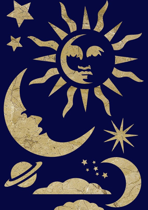 Sun Moon Stars Sky Stencil Painting Furniture Wall Floor Wood Etsy Sun Moon Stars Sky Stencil Painting Furniture Wall Floor Wood Etsy