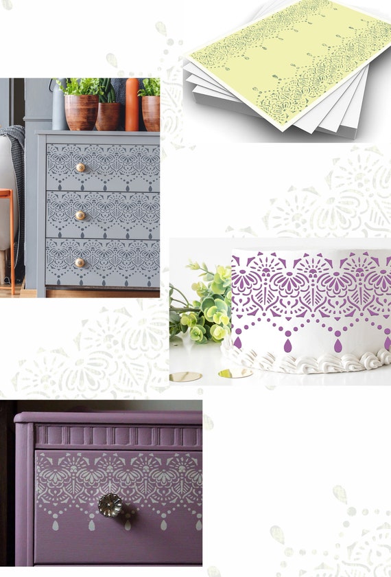 Lace Stencil Border Vintage Shabby Chic Wedding Cake Pattern Painting  Furniture Wall Card Making Reusable Template Crafts Art Mylar190 LA38 - Etsy