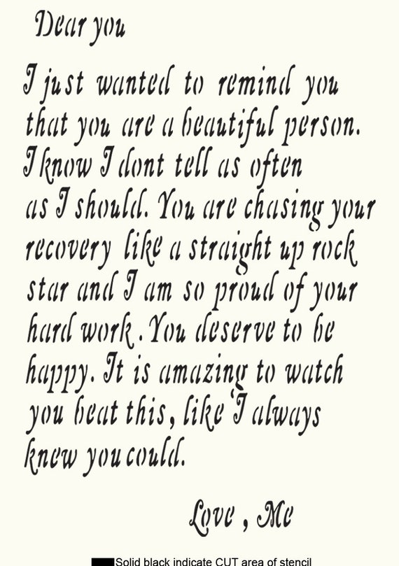 Dear You Letter Stencils Handwriting Script Allover Pattern Etsy Ireland