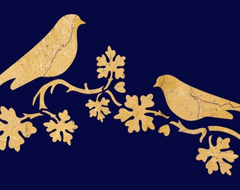 Love Birds Stencil Animals Branches Woodland Wedding Valentines Paint Wall Furniture Card making Scrabpooking Reusable Flexible Mylar190 AN8