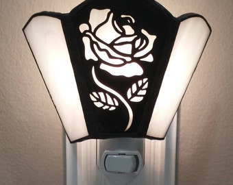 Mothers Day Gift Flower Nightlight, Rose, Garden, Stained Glass, Friend Gift, Unique Gift