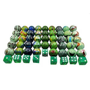 Aggravation, Wahoo, 1&quot; Marbles, Colorful Marbles, Marble Game Set, Dice Included, Green Marbles