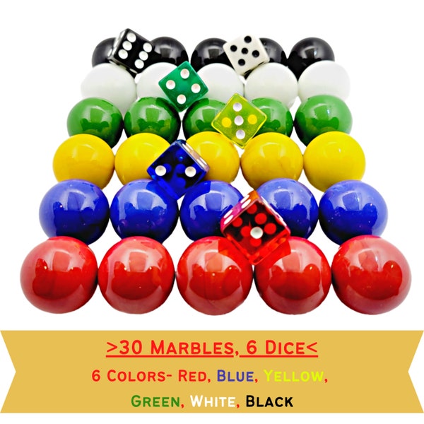 Aggravation, Wahoo, 1" Marbles, Colorful Marbles, Marble Game Set, Dice Included, 6 Colors Set