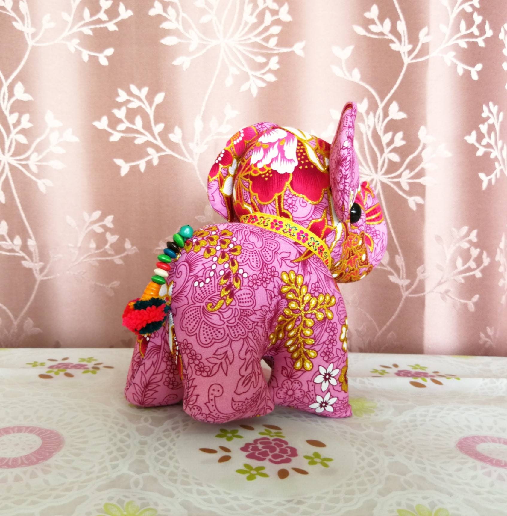 Elephant Doll Stuffed Elephant Handmade Cotton Fabric Toy Etsy