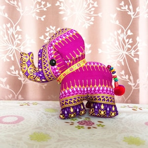 Elephant Doll Stuffed Elephant Handmade Cotton Fabric Toy Animal Doll Collectible Gift Decor Home elephant Christmas ornaments