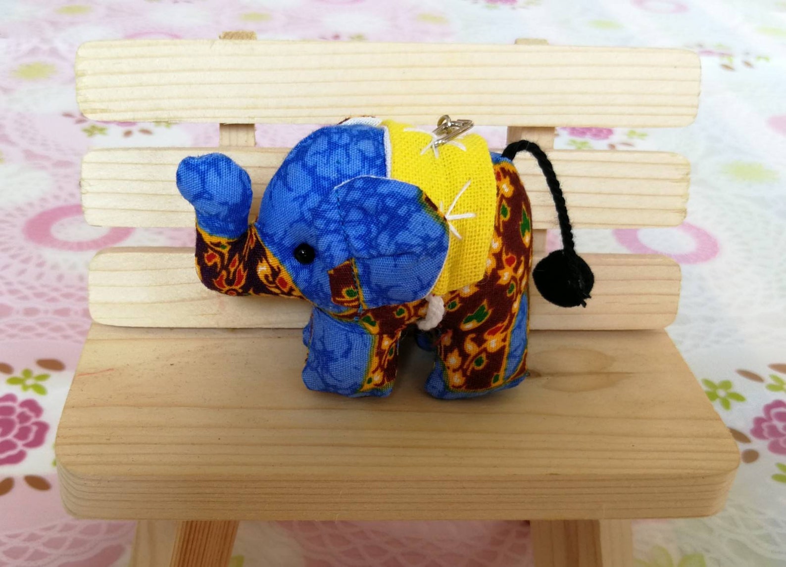 Keychain Elephant Fabric Handmade Thailand Key chain Wedding Etsy