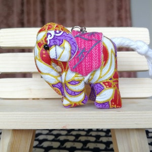 Keychain Elephant Doll Fabric Cute Animals Key Chain Thai Handmade Keychain for Women Key chain Colorful Gift for Anniversary Birthday Gift