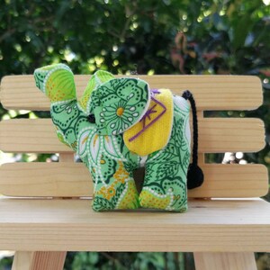 Keychain Elephant Doll Fabric Cute Animals Key Chain Thai Handmade Keychain for Women Key chain Colorful Gift for Anniversary Birthday Gift