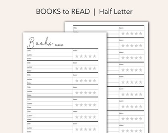 Books to Read | Half Letter Junior Discbound | Planner Inserts | Printable