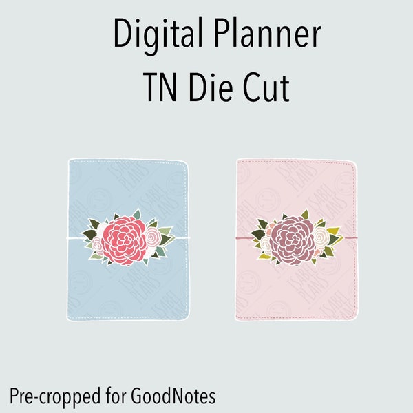 TN Die Cut Traveler's Notebook with Floral Swag| Digital Planner Stickers | FREE GoodNotes File | PNG