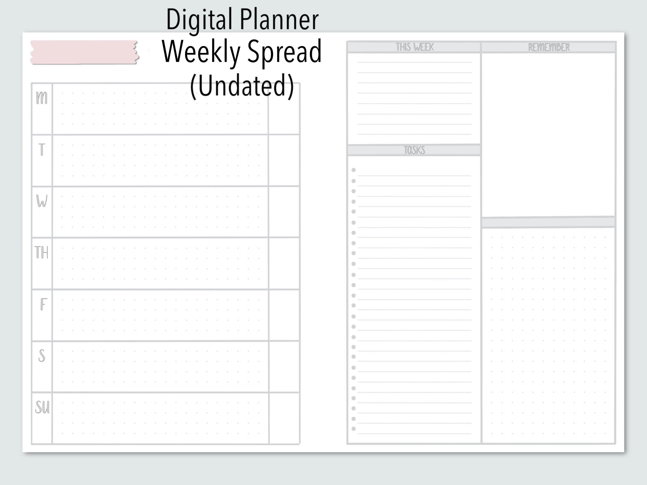 Weekly Spread Digital Planner Stickers FREE GoodNotes File 