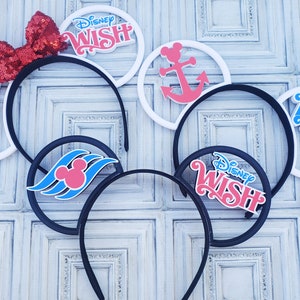 Disney Wish Cruise Ears - 3d custom bow available Mickey Minnie DCL