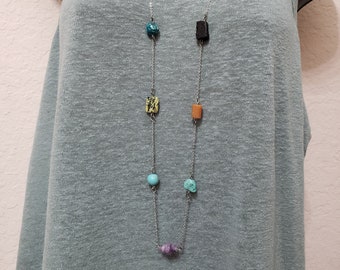 Long Gemstone Necklace - Amethyst