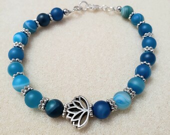 Blue Agate Lotus Bracelet