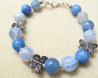 Blue Agate Butterfly Bracelet