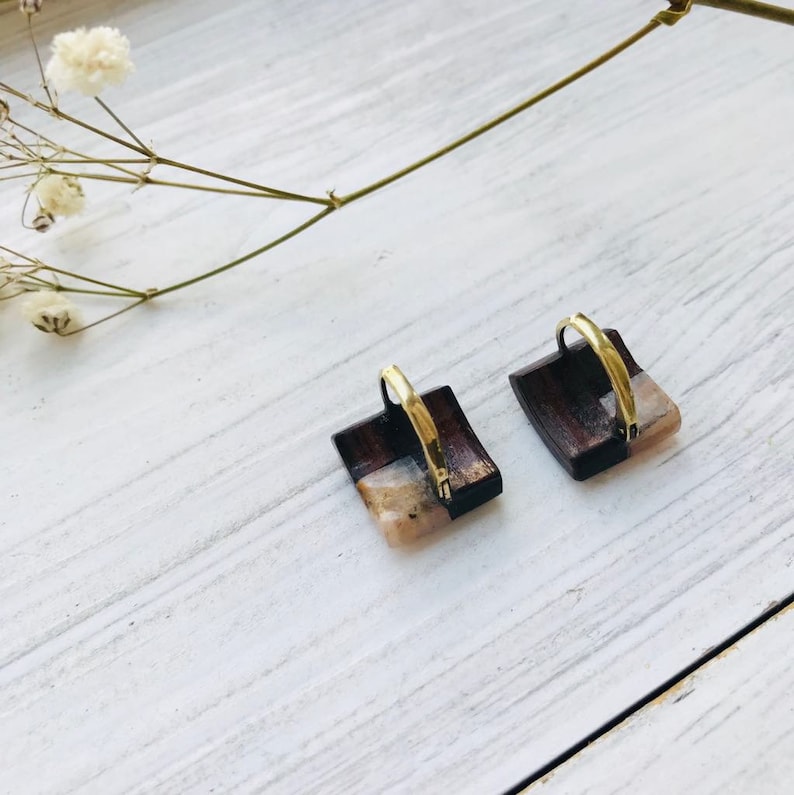 English lock earrings rosewood earrings seastone earrings Etsy