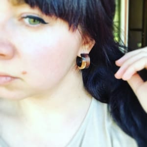 Sea stone stud earrings, walnut earrings, rosewood earrings, designer earrings, wooden earrings, stone and wood earrings, wooden jewelry