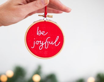 Inspirational Message Embroidery Hoop Christmas Tree Bauble